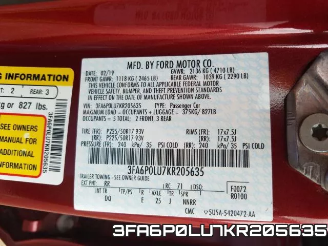 3FA6P0LU7KR205635 фото 2