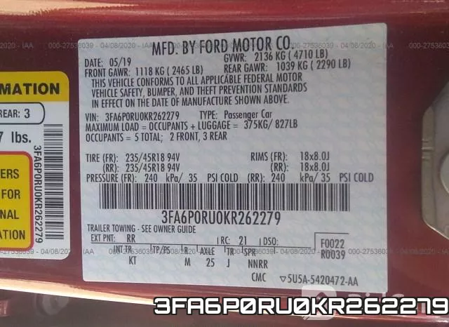 3FA6P0RU0KR262279 фото 10