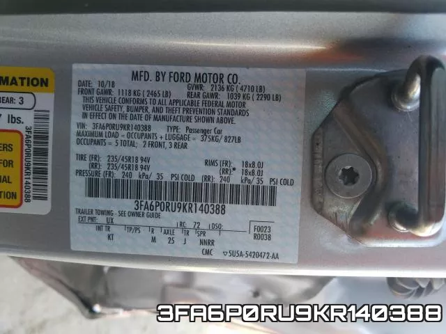 3FA6P0RU9KR140388 фото 2