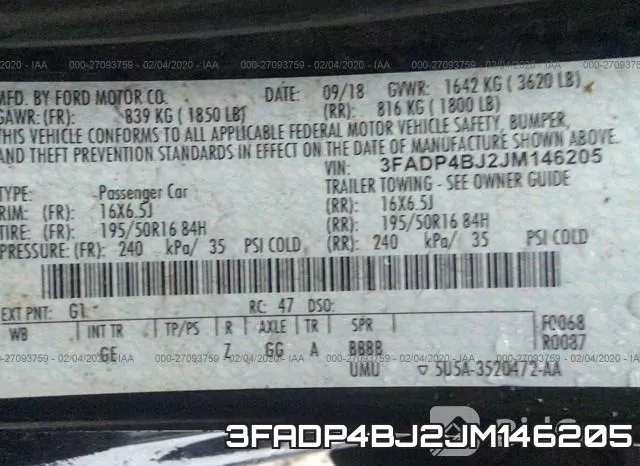 3FADP4BJ2JM146205 фото 10