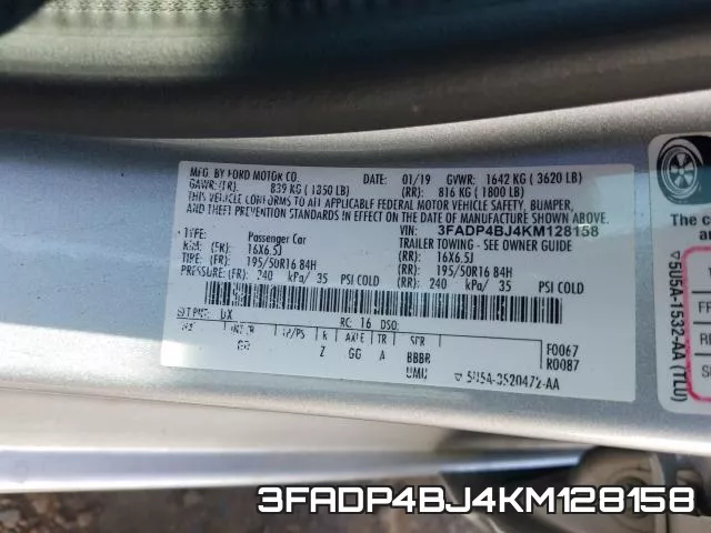 3FADP4BJ4KM128158 фото 2