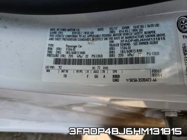 3FADP4BJ6HM131815 фото 2