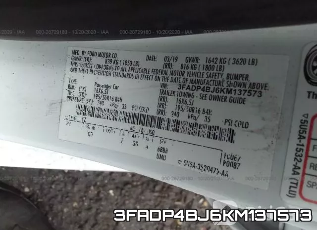 3FADP4BJ6KM137573 фото 10