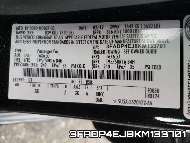 3FADP4EJ8KM133701 фото 2