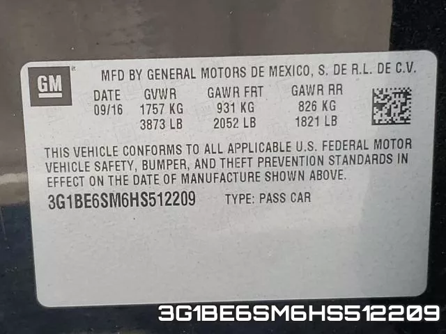 3G1BE6SM6HS512209 фото 2