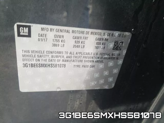 3G1BE6SMXHS581078 фото 2