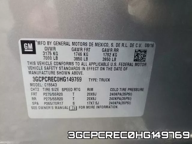 3GCPCREC0HG149769 фото 2