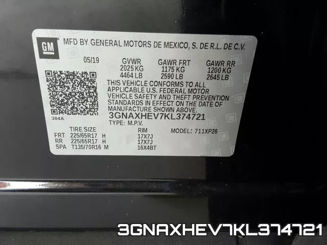 3GNAXHEV7KL374721 фото 2