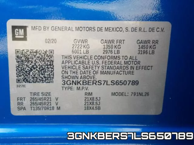 3GNKBERS7LS650789 фото 2