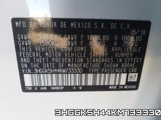 3HGGK5H44KM733330 фото 2