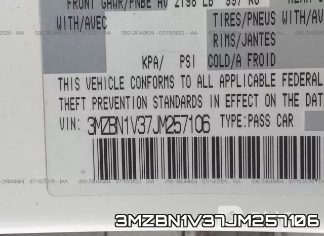 3MZBN1V37JM257106 фото 10