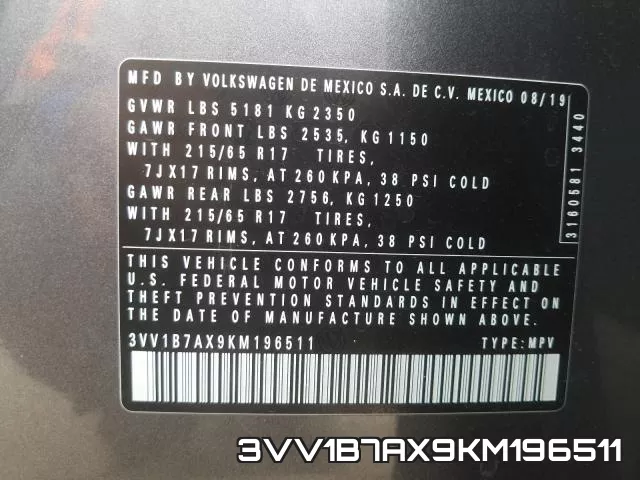 3VV1B7AX9KM196511 фото 2