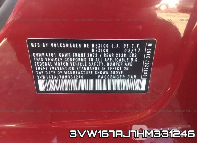 3VW167AJ7HM331246 фото 10