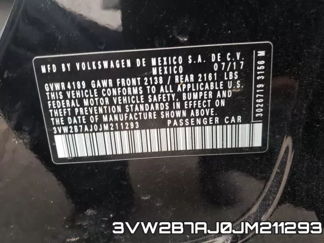 3VW2B7AJ0JM211293 фото 2