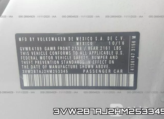 3VW2B7AJ2HM253345 фото 10