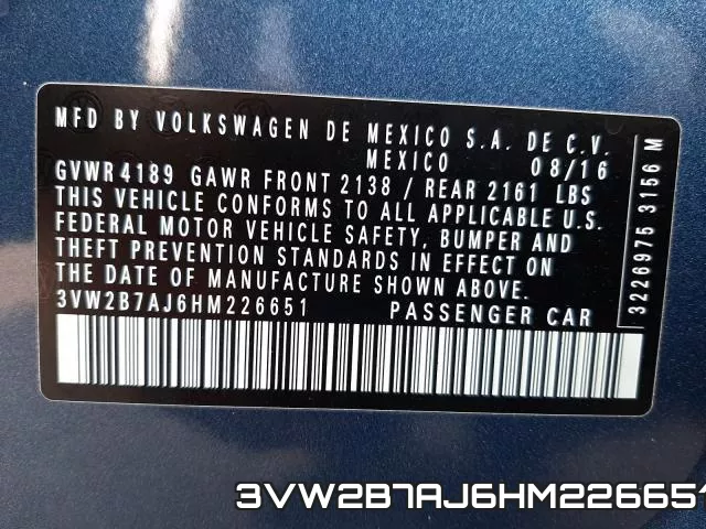 3VW2B7AJ6HM226651 фото 2