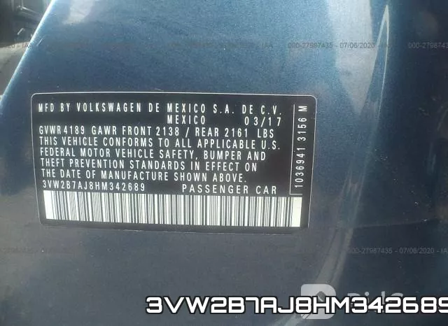 3VW2B7AJ8HM342689 фото 10
