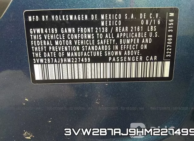 3VW2B7AJ9HM227499 фото 10