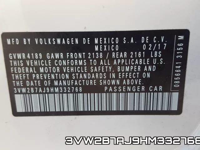 3VW2B7AJ9HM332768 фото 2