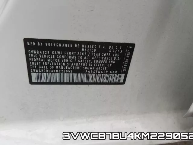 3VWCB7BU4KM229052 фото 2