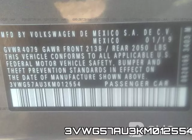 3VWG57AU3KM012554 фото 10