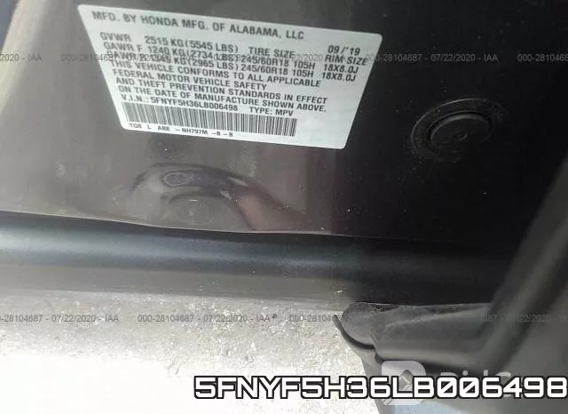 5FNYF5H36LB006498 фото 10