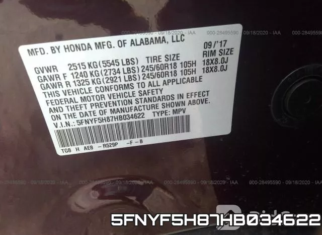 5FNYF5H87HB034622 фото 10