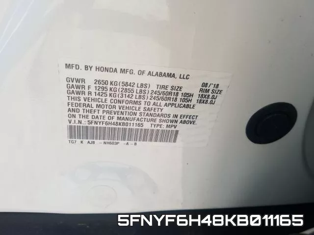 5FNYF6H48KB011165 фото 2