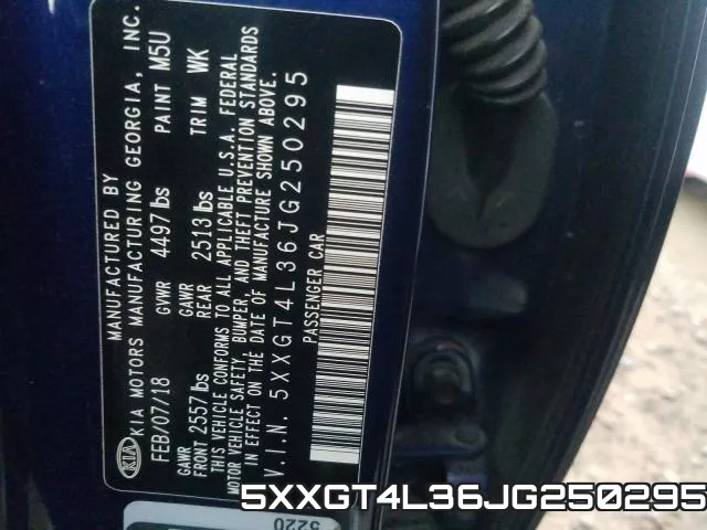 5XXGT4L36JG250295 фото 2