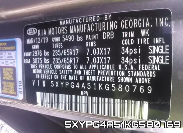 5XYPG4A51KG580769 фото 10