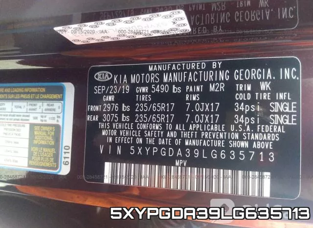 5XYPGDA39LG635713 фото 10