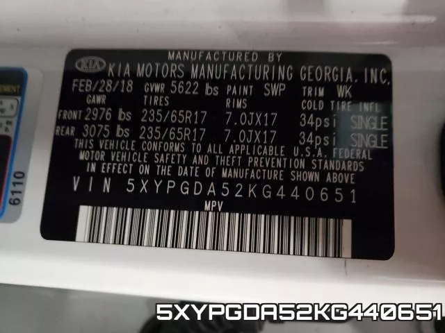 5XYPGDA52KG440651 фото 2