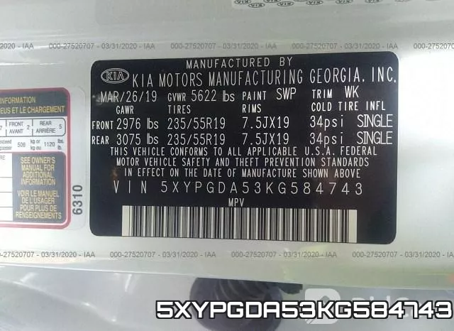 5XYPGDA53KG584743 фото 10