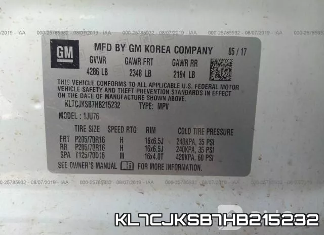 KL7CJKSB7HB215232 фото 10