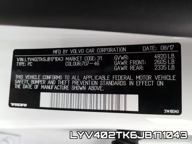 LYV402TK6JB171043 фото 2
