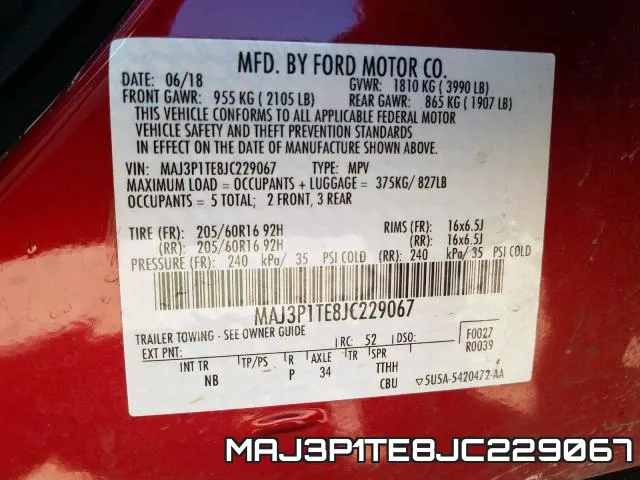 MAJ3P1TE8JC229067 фото 2