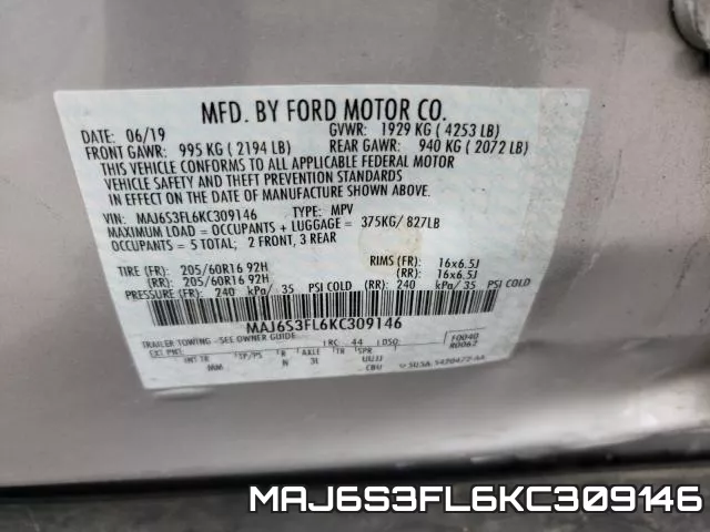 MAJ6S3FL6KC309146 фото 2