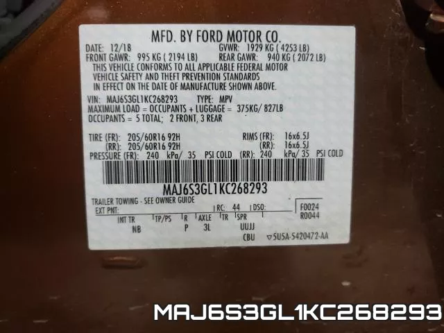 MAJ6S3GL1KC268293 фото 2