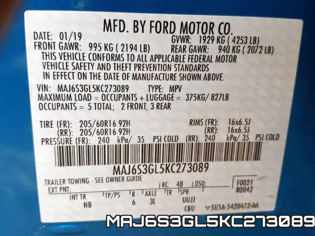MAJ6S3GL5KC273089 фото 2
