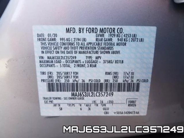 MAJ6S3JL2LC357249 фото 2