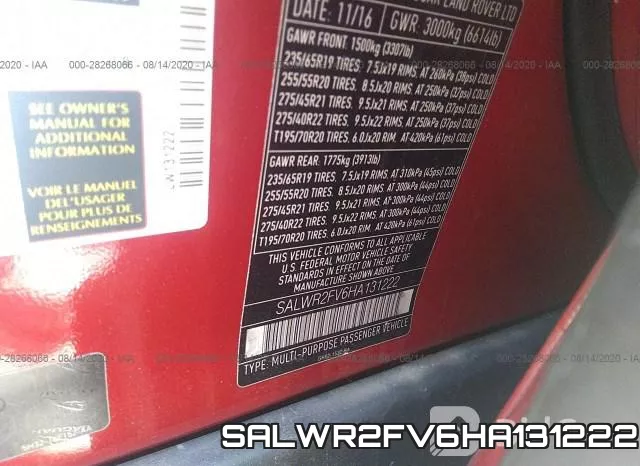 SALWR2FV6HA131222 фото 10
