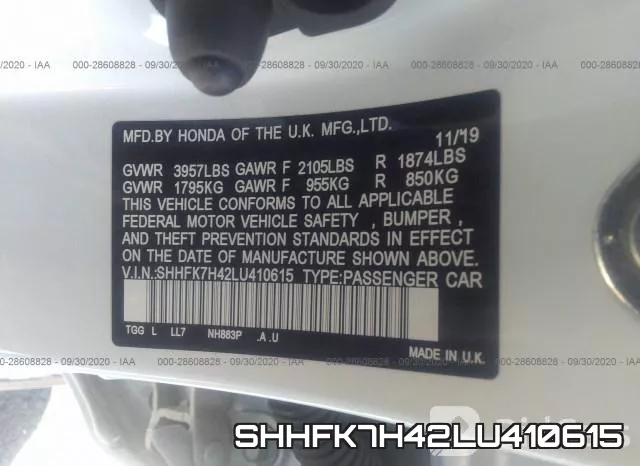 SHHFK7H42LU410615 фото 10