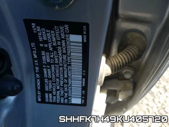 SHHFK7H49KU405720 фото 2