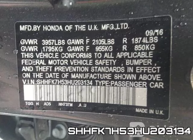 SHHFK7H53HU203134 фото 10