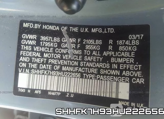 SHHFK7H93HU222656 фото 10