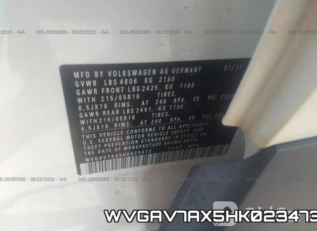 WVGAV7AX5HK023473 фото 10