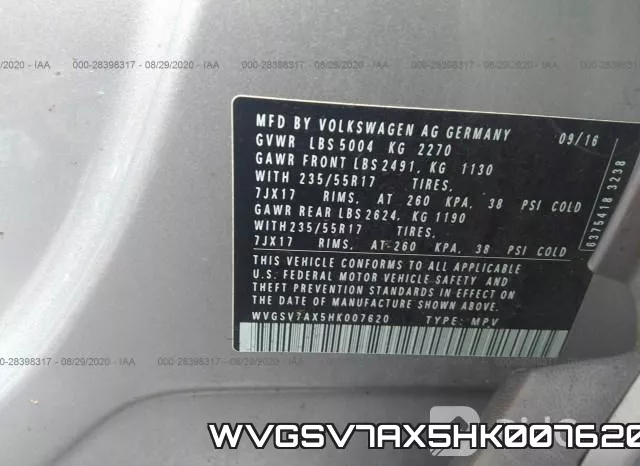 WVGSV7AX5HK007620 фото 10