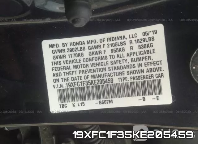 19XFC1F35KE205459 фото 10