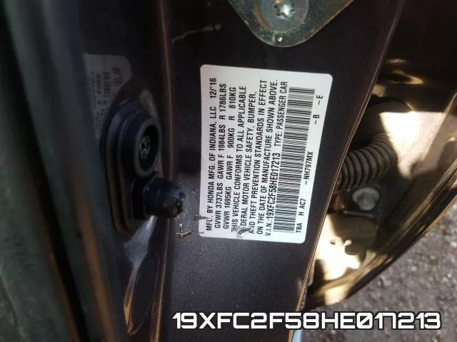 19XFC2F58HE017213 фото 2
