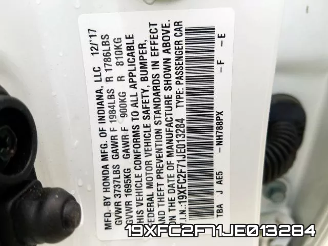 19XFC2F71JE013284 фото 2